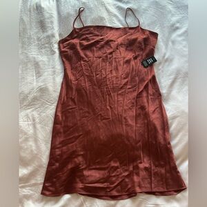 Express Terracotta Satin Dress